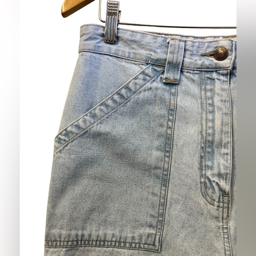 VTG 90s Bill Blass Jeans Capri Carpenter High Rise Wide Leg Blue Denim Sz 10 - Picture 2 of 6